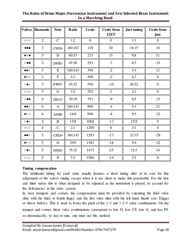 The Role of Drum Major, Percussion Instrument and Few Selected Brass