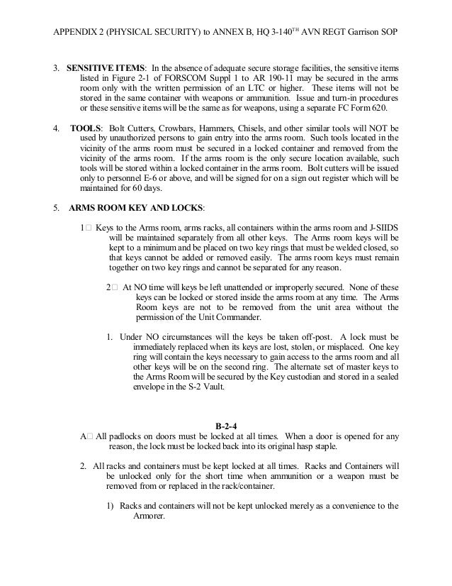 Arms room sop essay example 08 picture