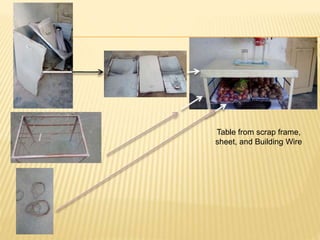 Table from scrap frame,
sheet, and Building Wire
 