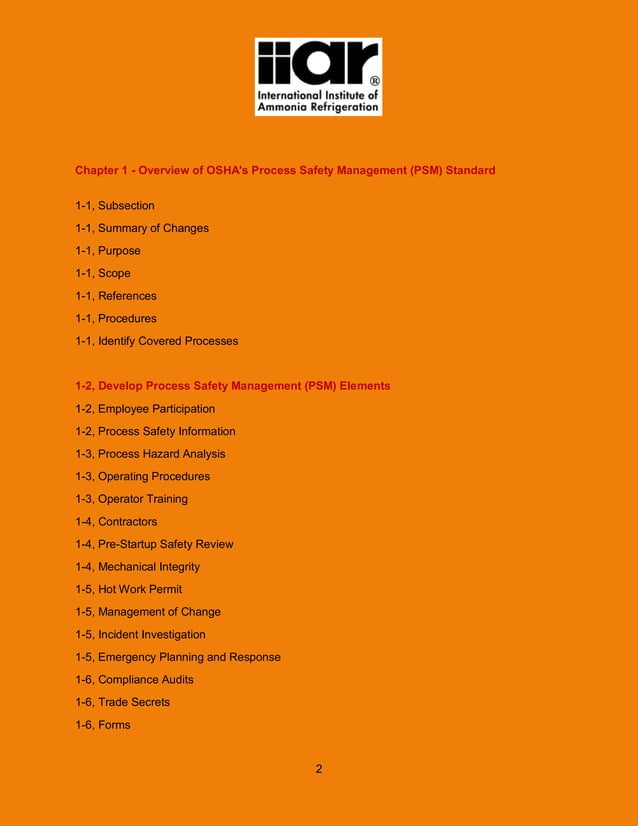 IIAR Process Safety Management Guidelines for Ammonia Refrigeration