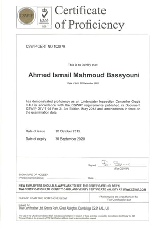 CSWIP-3.4U Certificate