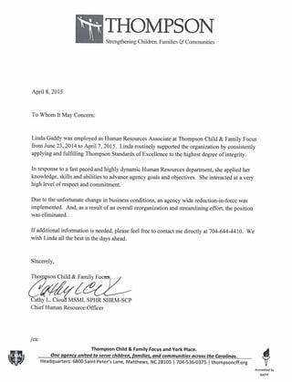Thompson reference letter