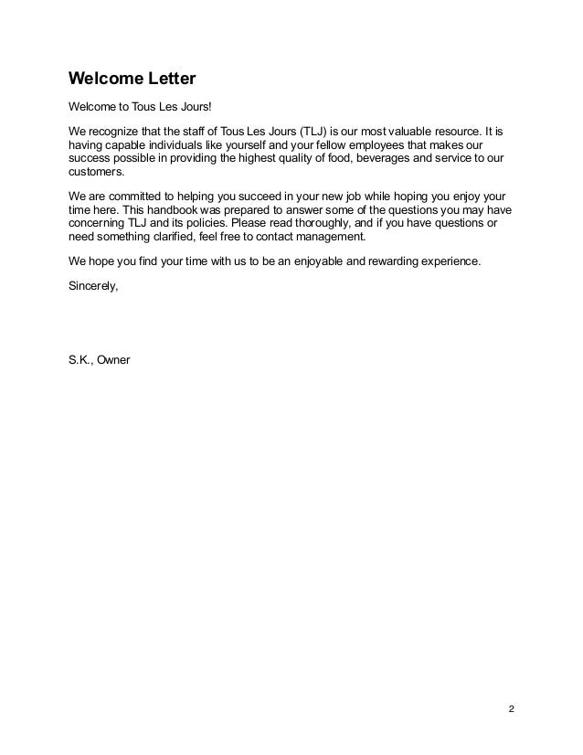 welcome message for new employees