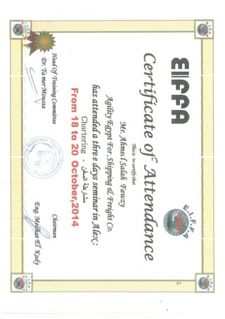 Chartering certificate EIFFA
