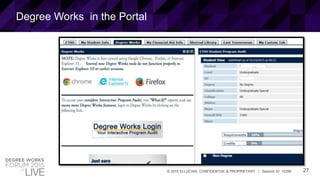 27© 2015 ELLUCIAN. CONFIDENTIAL & PROPRIETARY | Session ID: 12299
Degree Works in the Portal
 