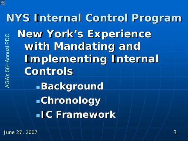 History Of Nys Internal Controls