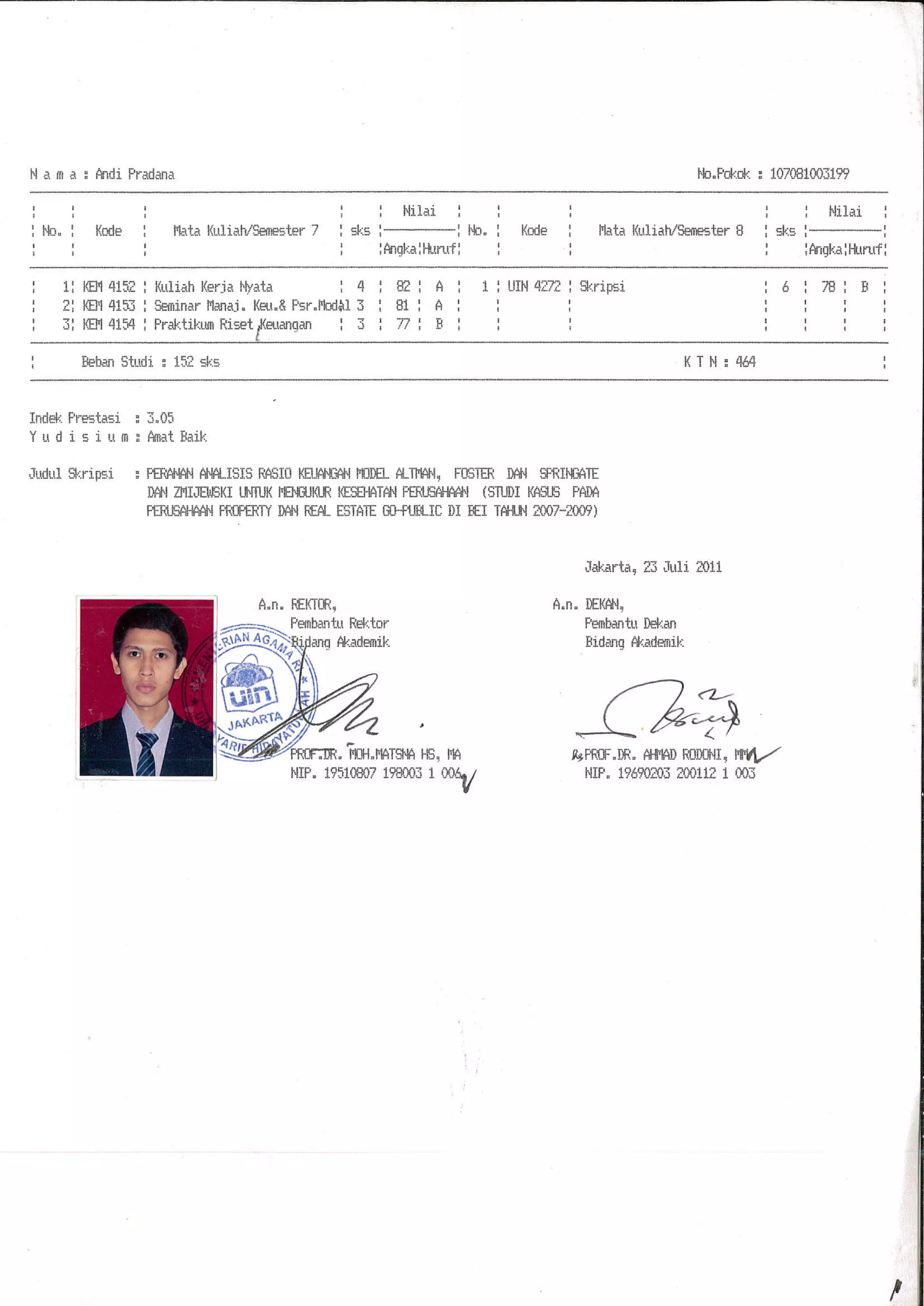 Pdf Ipk Ijazah dan form IPK | PDF