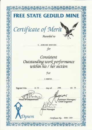Santo Jedrisko_Certificates of Merit