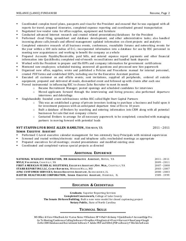 c level executive assistant resumes
