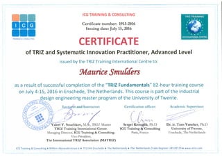 TRIZ advanced Certificate