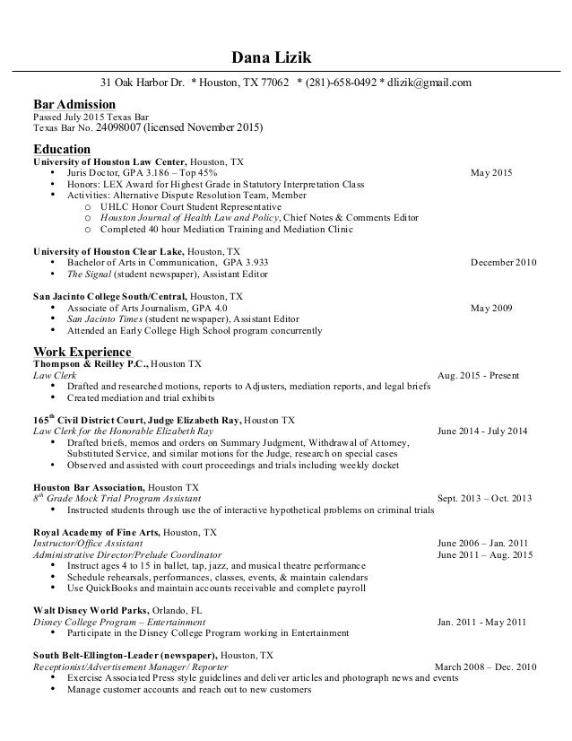 Pending bar admission resume