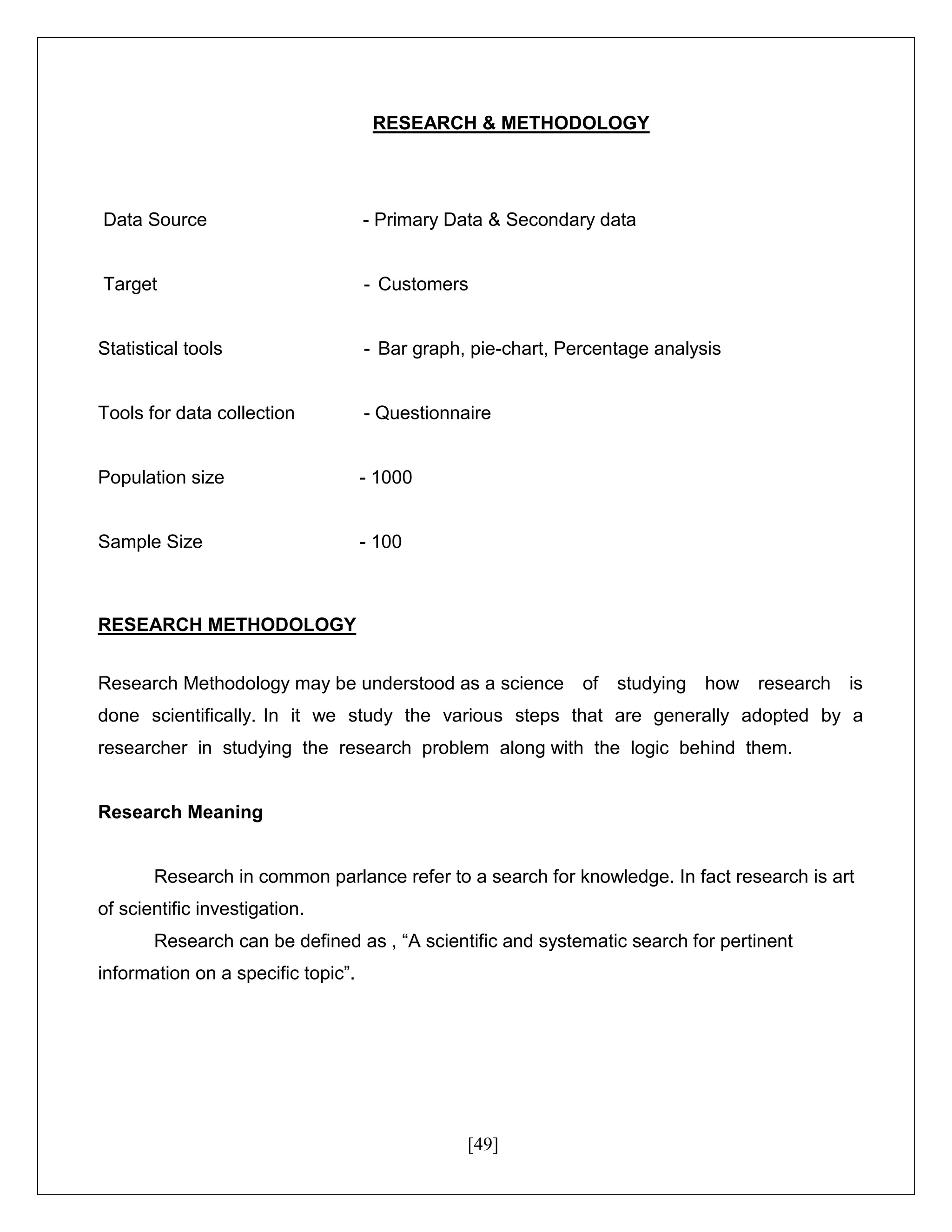 MBA Final Year Project Customer Satisfaction PDF Business 