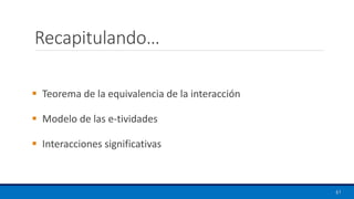 Recapitulando…
▪ Teorema de la equivalencia de la interacción
▪ Modelo de las e-tividades
▪ Interacciones significativas
61
 