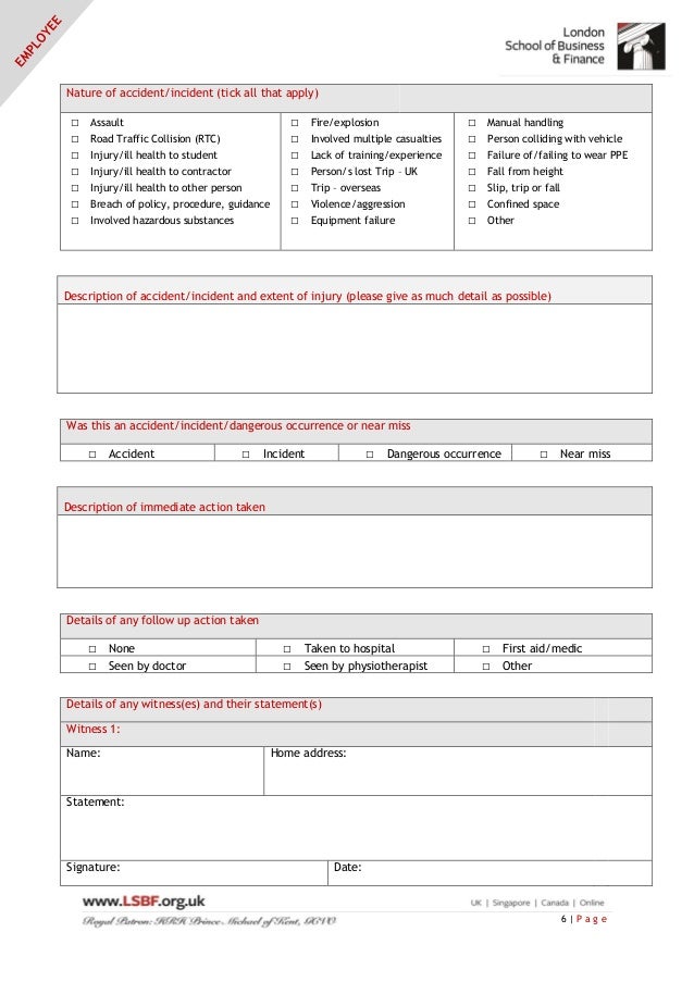 accident report hand book accident incident report book
