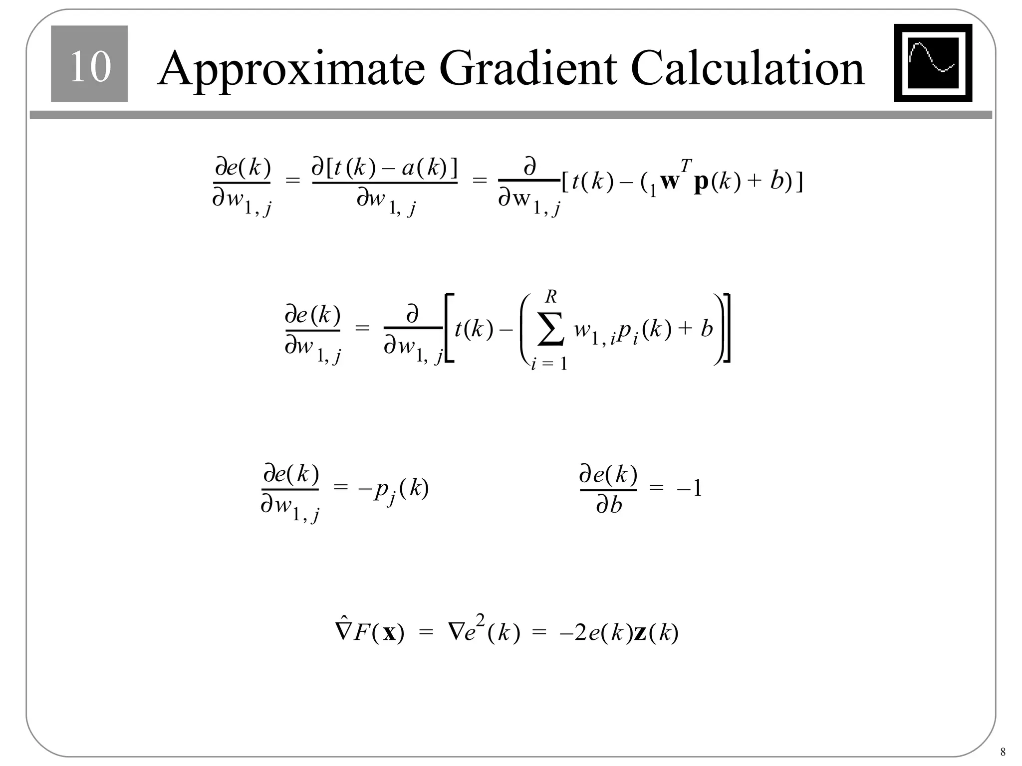 Approximate Gradient Calculation 