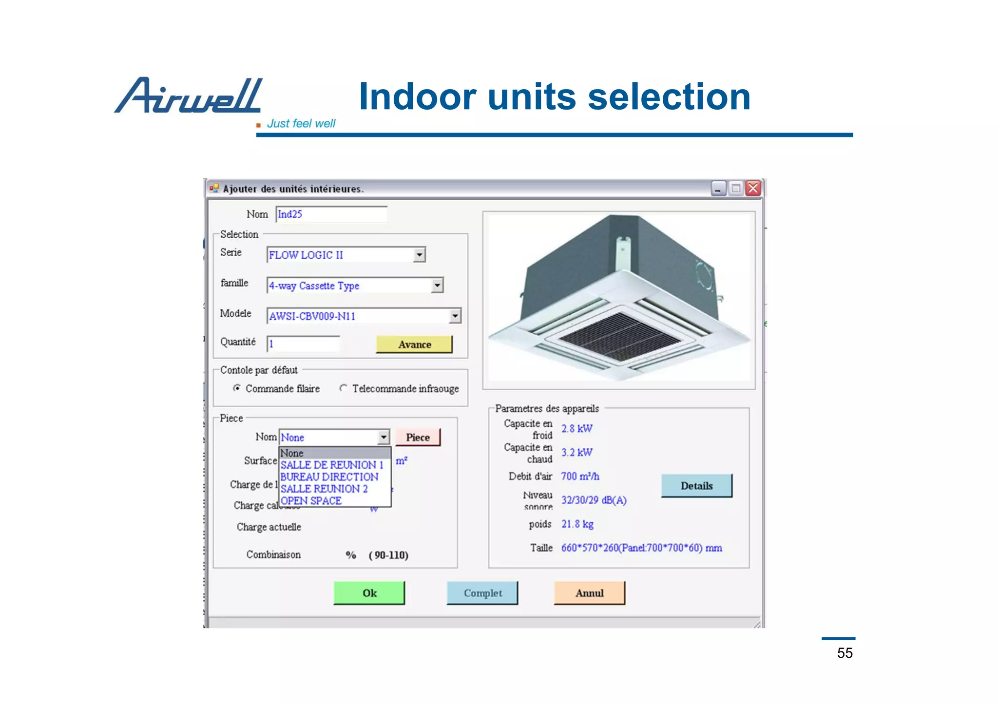 55
Indoor units selection
 