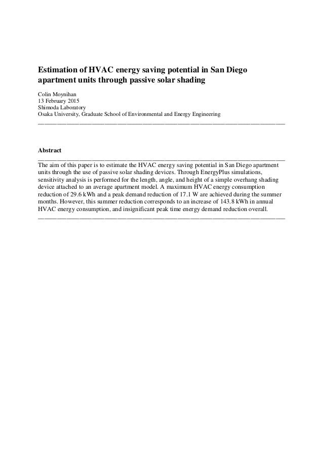 Estimation of HVAC energy saving potential in San Diego apartment uni… Estimation of HVAC energy saving potential in San Diego apartment uni…