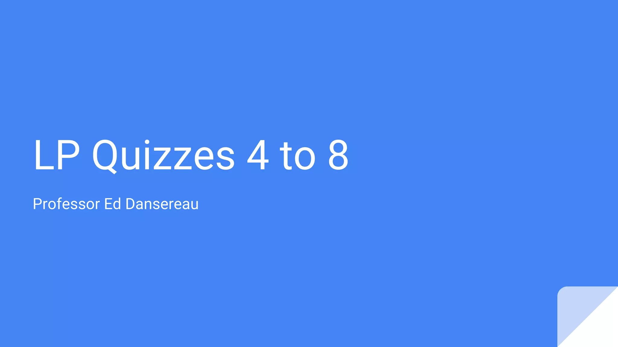 Linear Programming Quiz Solution | PPT