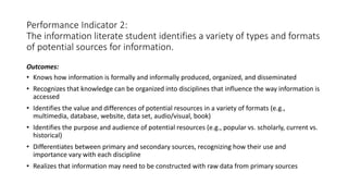 Information Literacy Competency Standards for Higher Education | PPTX