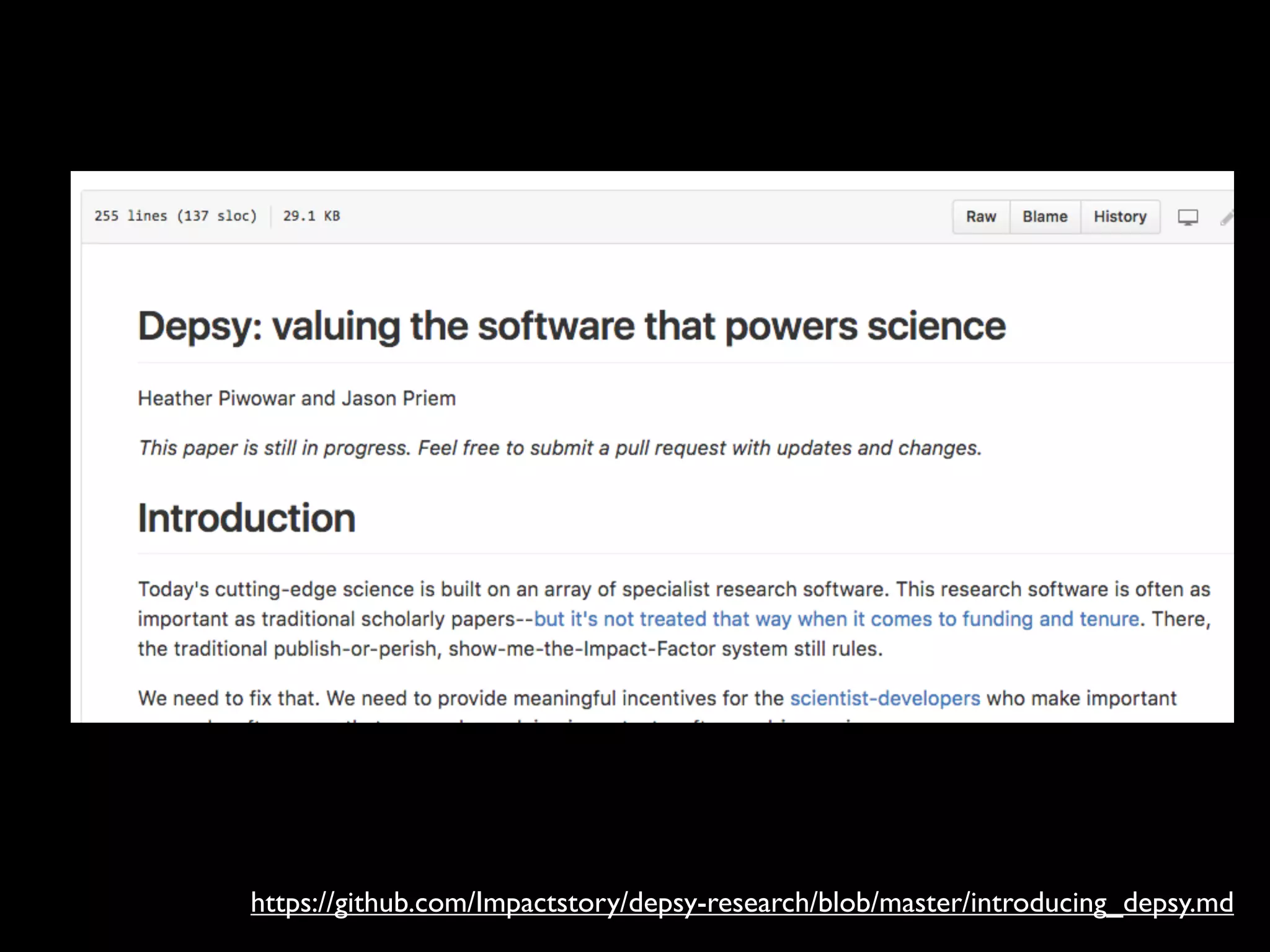 https://github.com/Impactstory/depsy-research/blob/master/introducing_depsy.md
 