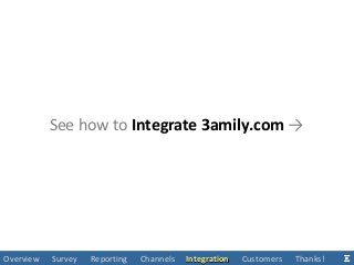 See how to Integrate 3amily.com →
Overview Survey Reporting Channels IntegrationIntegration Customers Thanks!
 