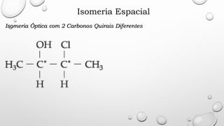 Isomeria Espacial
Isomeria Óptica com 2 Carbonos Quirais Diferentes
 