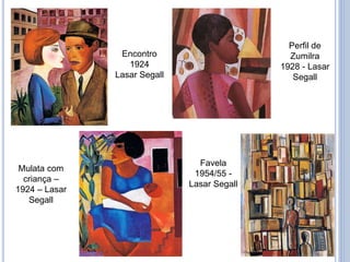Encontro
1924
Lasar Segall
Perfil de
Zumilra
1928 - Lasar
Segall
Mulata com
criança –
1924 – Lasar
Segall
Favela
1954/55 -
Lasar Segall
 