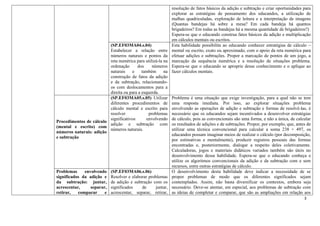 3
resolução de fatos básicos da adição e subtração e criar oportunidades para
explorar as estratégias de pensamento dos educandos, a utilização de
malhas quadriculadas, exploração de leitura e a interpretação de imagens
(Quantas bandejas há sobre a mesa? Em cada bandeja há quantos
brigadeiros? Em todas as bandejas há a mesma quantidade de brigadeiros?)
Espera-se que o educando construa fatos básicos da adição e multiplicação
em cálculos mentais ou escritos.
(SP.EF03MA04.s.04)
Estabelecer a relação entre
números naturais e pontos da
reta numérica para utilizá-la na
ordenação dos números
naturais e também na
construção de fatos da adição
e da subtração, relacionando-
os com deslocamentos para a
direita ou para a esquerda.
Esta habilidade possibilita ao educando conhecer estratégias de cálculo –
mental ou escrito, exato ou aproximado, com o apoio da reta numérica para
efetuar adições e subtrações. Propor a marcação de pontos de um jogo, a
marcação da sequência numérica e a resolução de situações problema.
Espera-se que o educando se aproprie desse conhecimento e o aplique ao
fazer cálculos mentais.
Procedimentos de cálculo
(mental e escrito) com
números naturais: adição
e subtração
(SP.EF03MA05.s.05) Utilizar
diferentes procedimentos de
cálculo mental e escrito para
resolver problemas
significativos envolvendo
adição e subtração com
números naturais.
Problema é uma situação que exige investigação, para a qual não se tem
uma resposta imediata. Por isso, ao explorar situações problema
envolvendo as operações de adição e subtração e formas de resolvê-las, é
necessário que os educandos sejam incentivados a desenvolver estratégias
de cálculo, pois as convencionais são uma forma, e não a única, de calcular
os resultados de adições e de subtrações. Propor, por exemplo, que, antes de
utilizar uma técnica convencional para calcular a soma 238 + 497, os
educandos possam imaginar meios de realizar o cálculo (por decomposição,
por estimativas e mentalmente), produzir registros pessoais das formas
encontradas e, posteriormente, dialogar a respeito deles coletivamente.
Calculadoras, jogos e materiais didáticos variados também são úteis no
desenvolvimento dessa habilidade. Espera-se que o educando conheça e
utilize os algoritmos convencionais da adição e da subtração com e sem
recursos, entre outras estratégias de cálculo.
Problemas envolvendo
significados da adição e
da subtração: juntar,
acrescentar, separar,
retirar, comparar e
(SP.EF03MA06.s.06)
Resolver e elaborar problemas
de adição e subtração com os
significados de juntar,
acrescentar, separar, retirar,
O desenvolvimento desta habilidade deve indicar a necessidade de se
propor problemas de modo que os diferentes significados sejam
contemplados. Assim, não basta diversificar os contextos, embora seja
necessário. Deve-se atentar, em especial, aos problemas de subtração com
as ideias de completar e comparar, que são as ampliações em relação aos
 