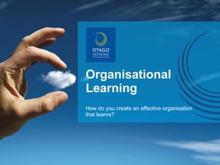 Organisational Learning How do you create an effective organisation that learns? 