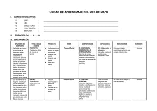 UNIDAD DE APRENDIZAJE - 3 AÑOS MAYO | DOC