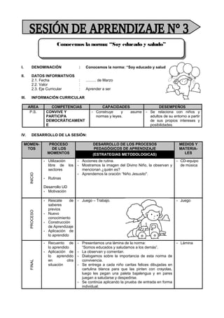 SESIONES DE APRENDIZAJE 3 AÑOS | DOC