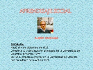 BIOGRAFÍA
Nació el 4 de diciembre de 1925
Completa su licenciatura en psicología da la Universidad de
Columbia Británica 1949
En 1953, empezó a enseñar en la Universidad de Stanford
Fue presidente de la APA en 1973
 