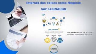 Internet das coisas como Negócio
SAP LEONARDO
Dois bilhões de Euros até 2021 em
novidades para Internet das Coisas
 
