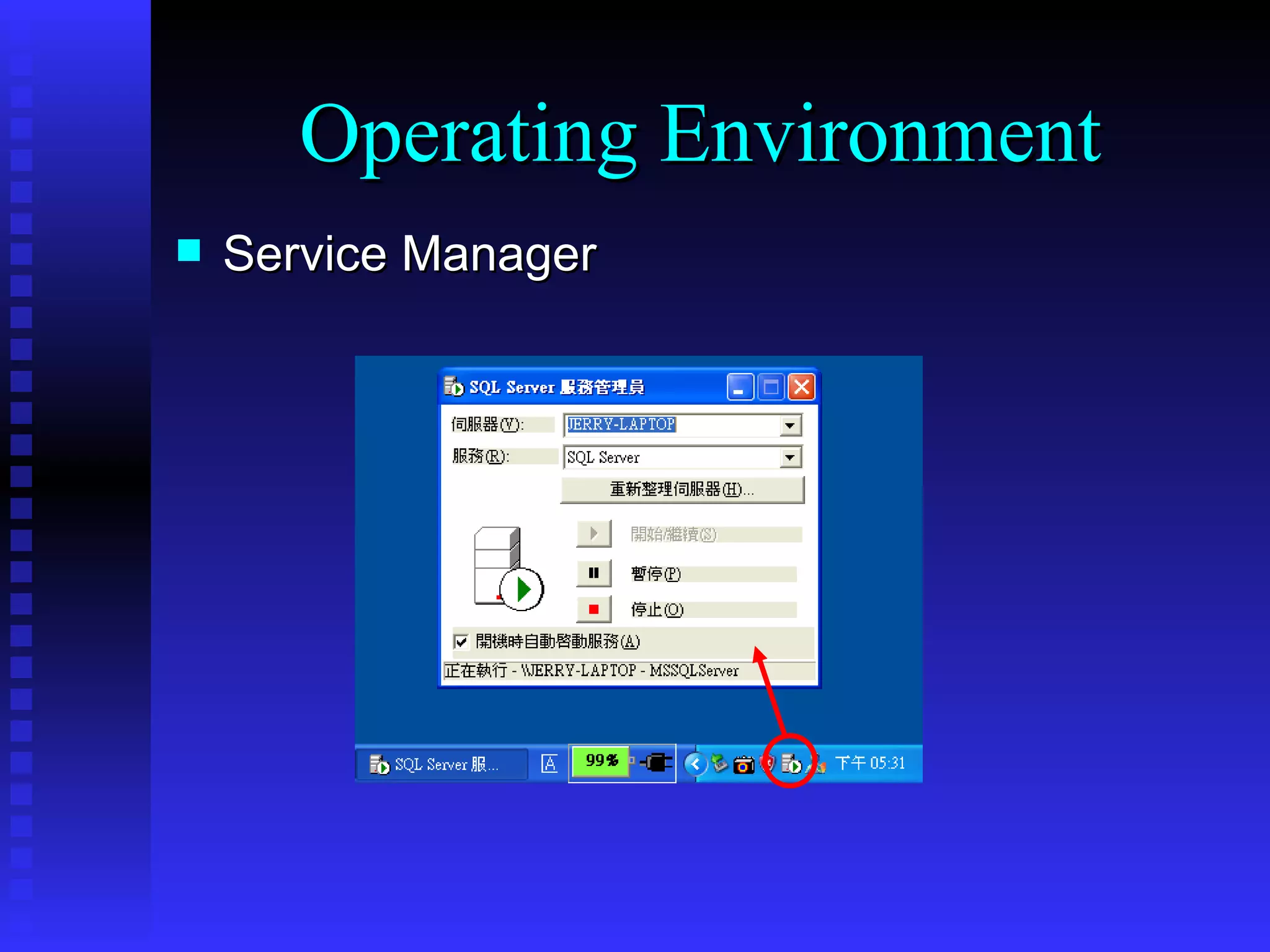 Service Manager Operating Environment 