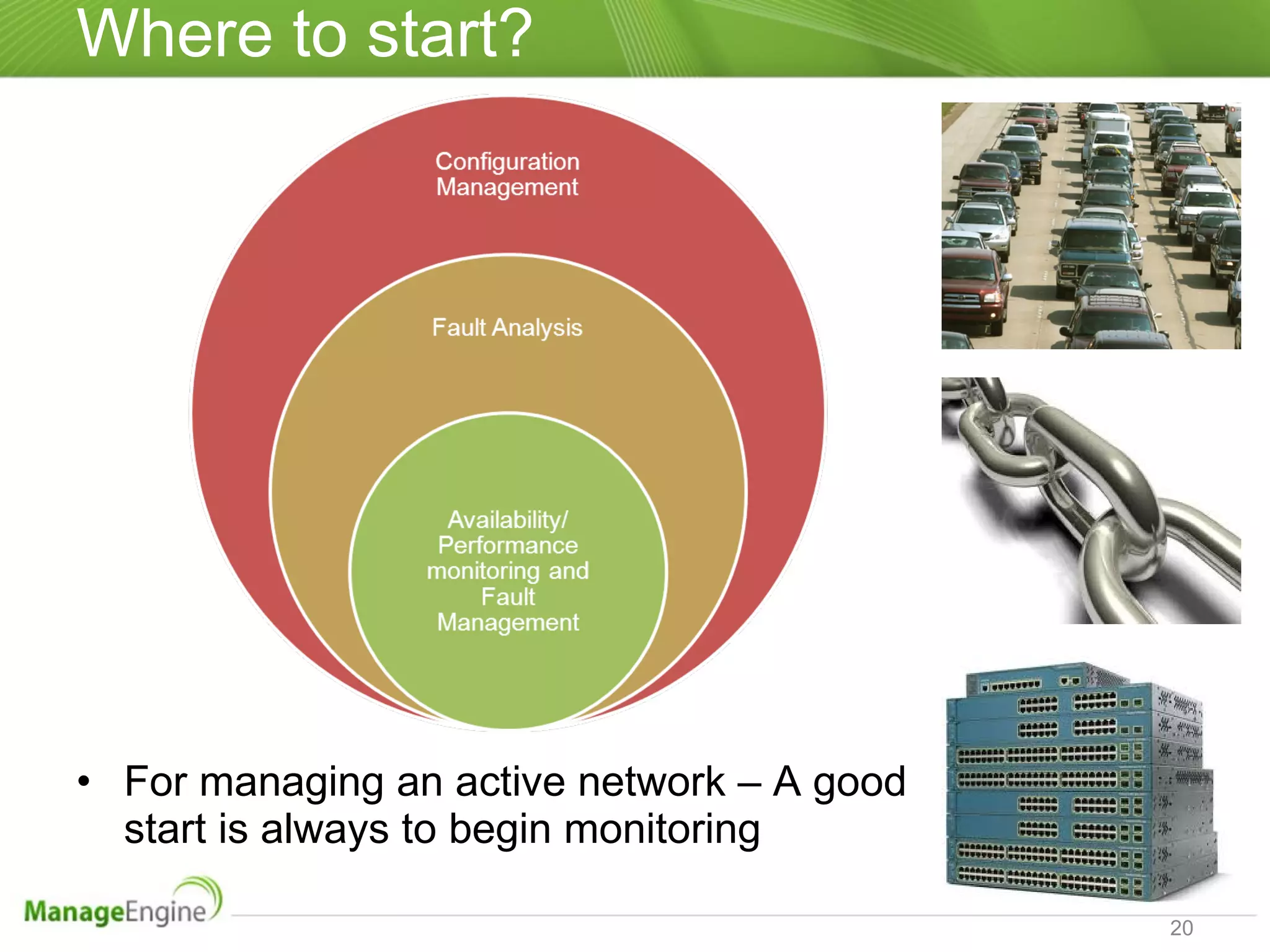 Where to start? For managing an active network – A good start is always to begin monitoring 