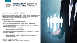 Garantijas MVU: pilna cikla
uzņēmējdarbībai
Atbalsta sniedzējs: ALTUM
Statuss: pieejami sākot ar 2023. gada I ceturksni
Mē...