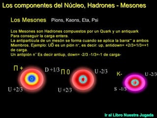 Los componentes del Núcleo, Hadrones - Mesones
Pions, Kaons, Eta, Psi
 