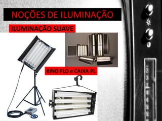 DIREÇÃO DE PROGRAMAS
NOÇÕES DE ILUMINAÇÃO
ILUMINAÇÃO SUAVE

.

KINO FLO e CAIXA PL

 