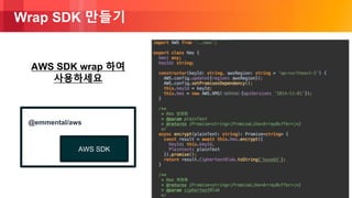© 2018, Amazon Web Services, Inc. or its Affiliates. All rights reserved.
Wrap SDK 만들기
AWS SDK에서 사용 가능한 기능
AWS SDK
@emmental/aws
AWS SDK wrap 하여
사용하세요
 