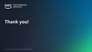 금융사를 위한 AWS GENERATIVE AI DAY
FINANCIAL SERVICES |
© 2023, Amazon Web Services, Inc. or its affiliates. All rights reserved. Amazon Confidential and Trademark.
Thank you!
© 2023, Amazon Web Services, Inc. or its affiliates. All rights reserved. Amazon Confidential and Trademark.
 