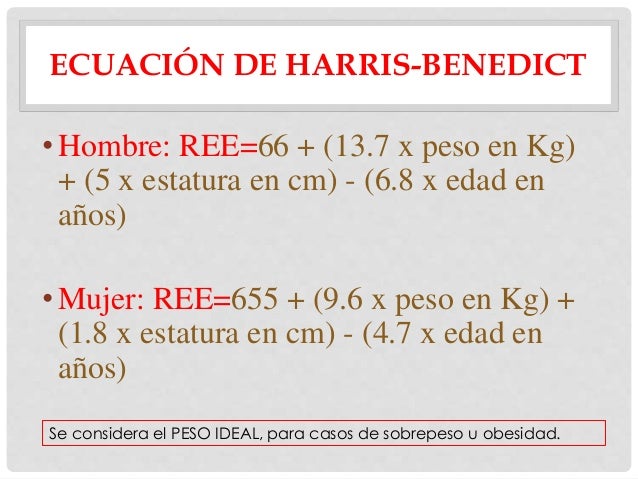 Resultado de imagen para FORMULA DE HARRIS Y BENEDICT