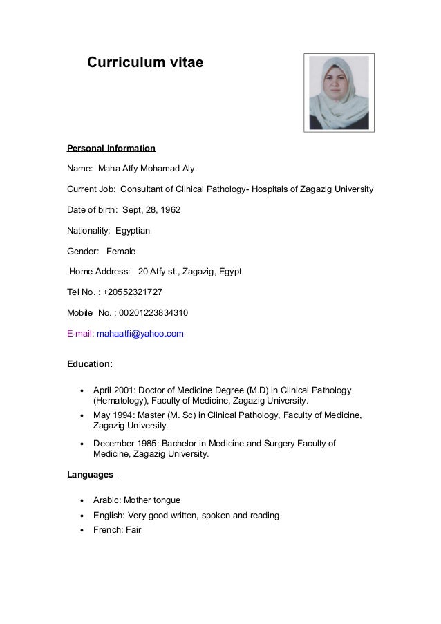 pathologist cv