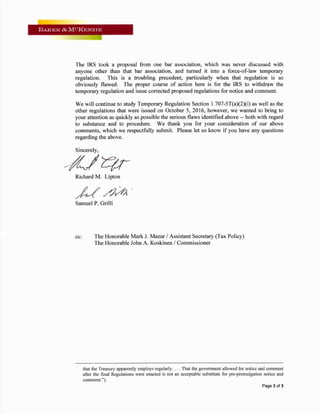 Comment Letter on Reg Section 1.707-5T