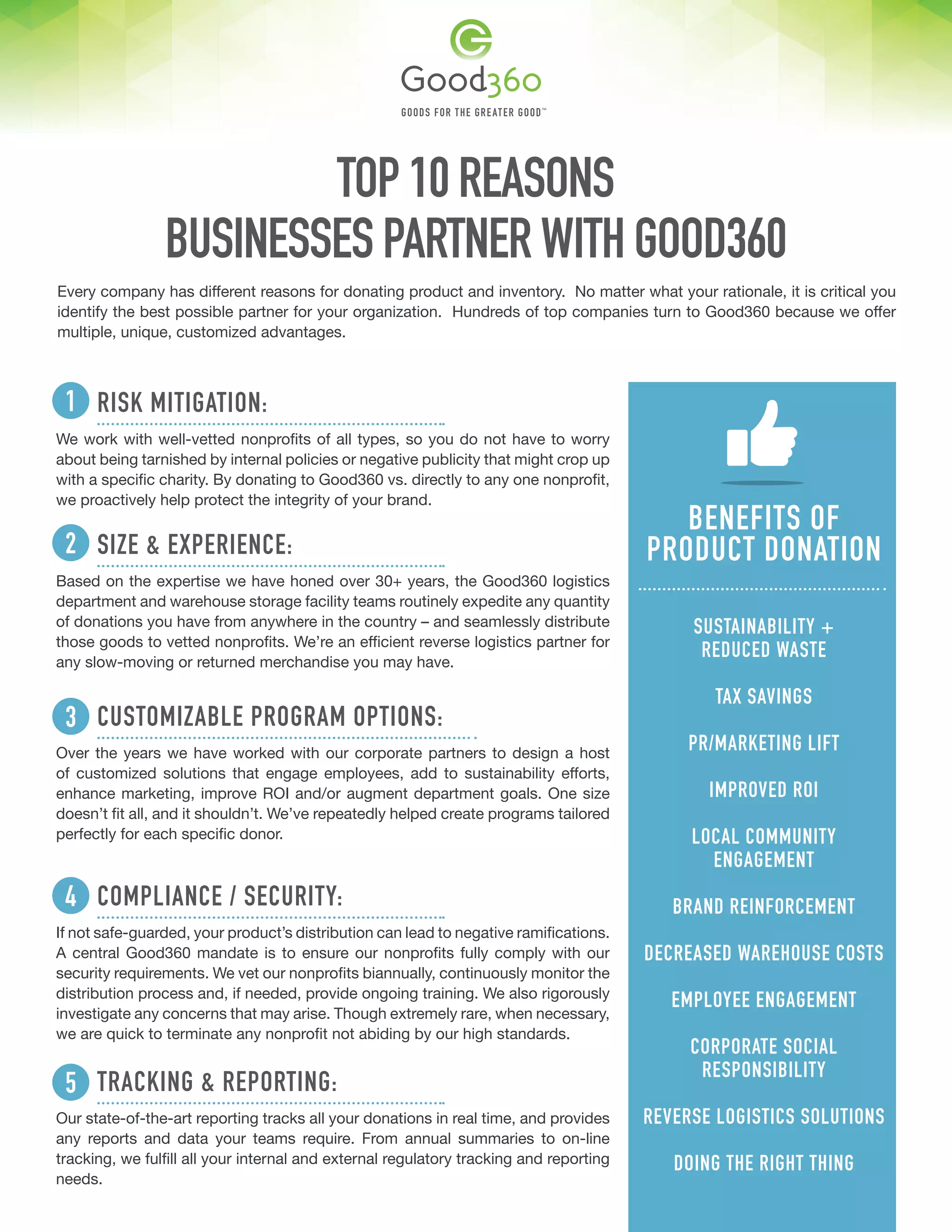 Good360 Top 10 Business Reasons | PDF