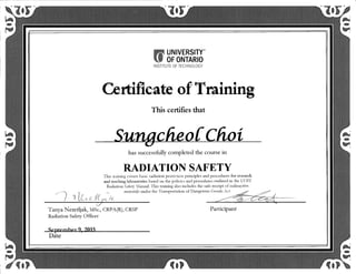 Certificate of Radiation Safety Training