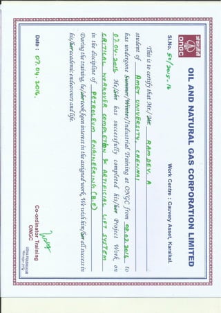 ONGC PROJECT CERTIFICATE