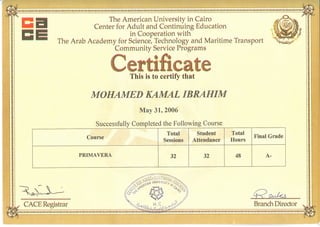 09 - Primavera Certificate