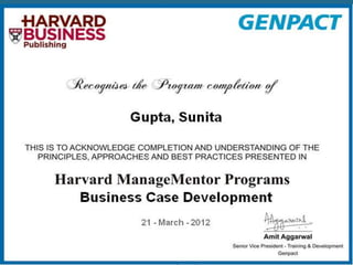 Certificate Business Case Development