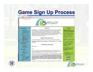 Game Sign Up Process
 