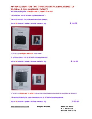 SPANISH STAAR & PARENTAL INVOLVEMENT CATALOG (PEDRO LUIS BOITEL) June